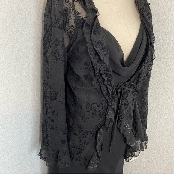 NWT  CDC Slip Dress Matching Lace Velvet Formal Evening Jacket Black SZ 14 - Picture 8 of 15